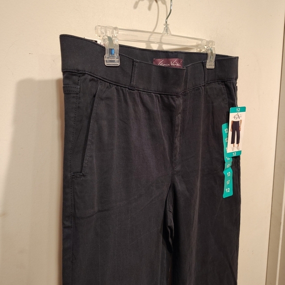 Gloria Vanderbilt NWT Women's Navy Pull-On Wide Leg Cropped Pants Sz 12-Casual - Picture 4 of 9